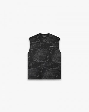 Men's Represent 247 Team Oversized Tank Top Black Camo | UK-PKQNG9174