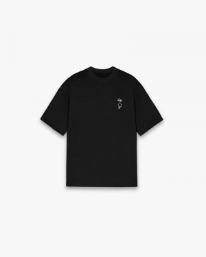 Men's Represent 247 X Puresport Oversized T-Shirt Black | UK-HNPIR3269