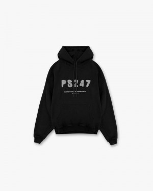 Men's Represent 247 X Puresport Oversized Hoodie Black | UK-NYOPQ5379