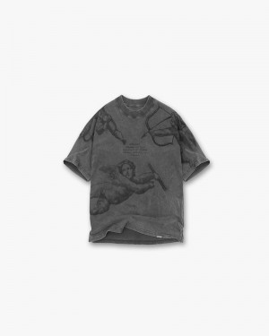 Men's Represent Cherub All Over T-Shirt Grey | UK-VYSGA6874