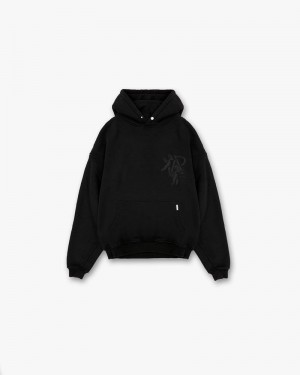 Men's Represent Cherub Initial Hoodie Black | UK-AJOEW9145