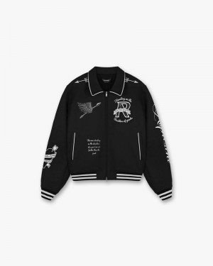 Men's Represent Cherub Wool Varsity Jacket Black | UK-SVDKX6179