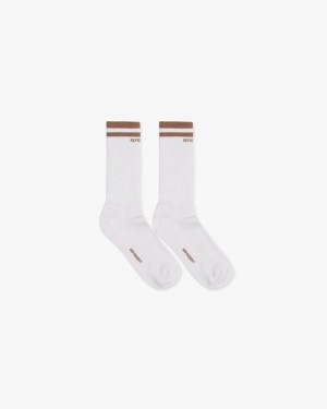 Men's Represent College Socks White / Taupe | UK-MRKFA9703