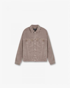 Men's Represent Denim Jacket Taupe | UK-KIAPU5802