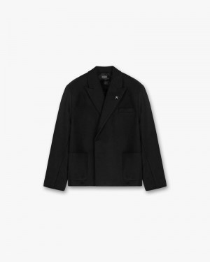 Men's Represent Double Breasted Blazer Black | UK-JLTDW3086