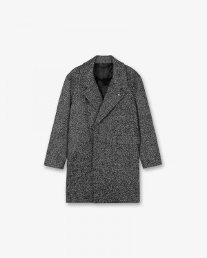 Men's Represent Double Breasted Coat Dark Grey | UK-UBKQC1827