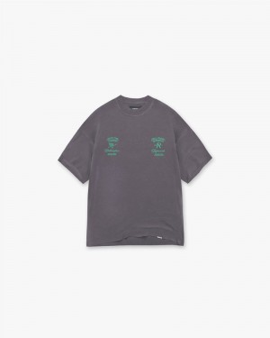 Men's Represent Fall From Olympus T-Shirt Dark Grey / Green | UK-ZOTXH5018