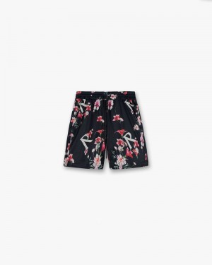 Men's Represent Floral Mesh Shorts Black | UK-ZEJQV6174