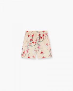 Men's Represent Floral Shorts Beige | UK-BMTVA3608