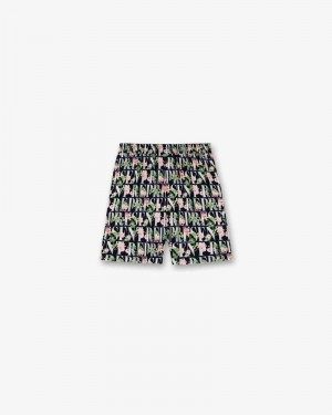 Men's Represent Floral Shorts Black Multicolor | UK-FLBWZ6023