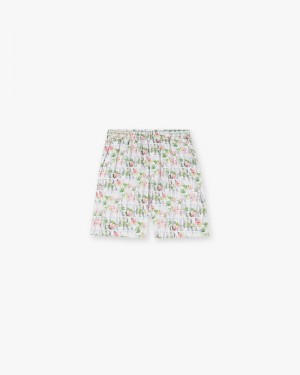 Men's Represent Floral Shorts White Multicolor | UK-QBVRN3468