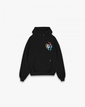 Men's Represent Initial Assembly Hoodie Black | UK-QVMNO5802