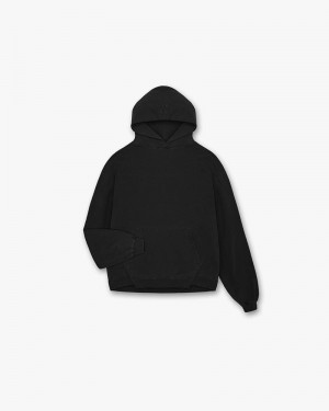 Men's Represent Initial Hoodie Black | UK-JTHBD7840