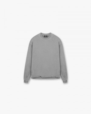 Men's Represent Initial Long Sleeve T-Shirt Grey | UK-GCXOF8736