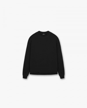 Men's Represent Initial Long Sleeve T-Shirt Black | UK-CWJVK5134