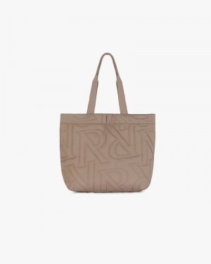 Men's Represent Initial Quilted Tote Bag Taupe | UK-SJPCR1486