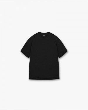 Men's Represent Initial T-Shirt Black | UK-NPTGF8136