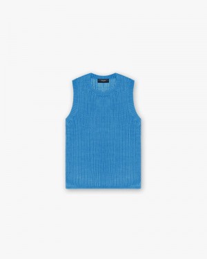 Men's Represent Knitted Tank Top Blue | UK-HUDAY1025