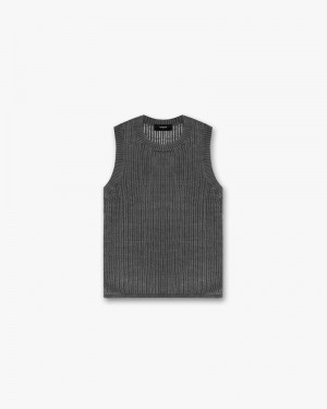 Men's Represent Knitted Tank Top Dark Grey | UK-QGKRP9631