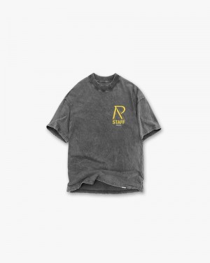 Men's Represent London Initialism T-Shirt Grey / Yellow | UK-YPNIT3617