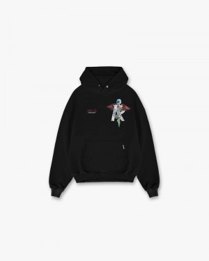 Men's Represent Motley Crue Graphic Hoodie Black / Black / Red | UK-KRJSV2403