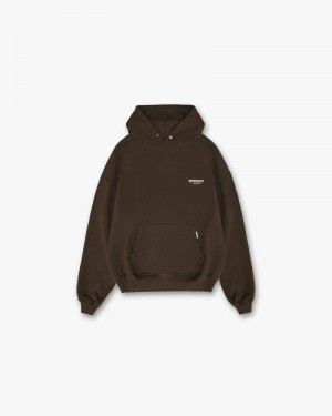 Men's Represent Owners Club Hoodie Dark Brown | UK-QIOHF3029