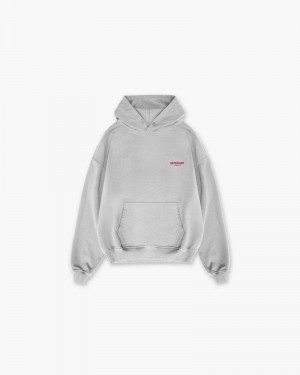 Men's Represent Owners Club Hoodie Grey / Red | UK-HFTSU4125