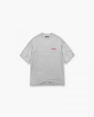 Men's Represent Owners Club T-Shirt Grey / Red | UK-XZEBR8120