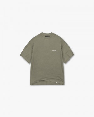 Men's Represent Owners Club T-Shirt Olive | UK-CQLJX1574