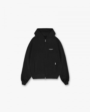 Men's Represent Owners Club Zip Hoodie Black | UK-RDLZC6435