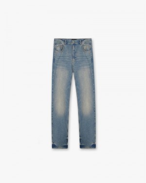 Men's Represent R2 Straight Leg Jeans Blue Cream | UK-PWXHG3071