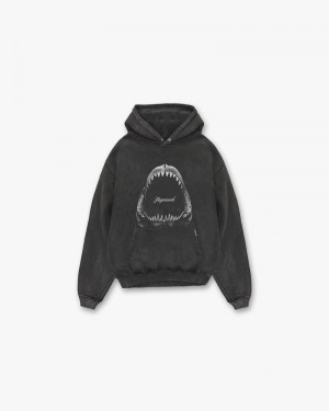 Men's Represent Shark Jaws Hoodie Dark Grey | UK-TUZGJ0129