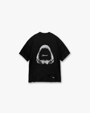 Men's Represent Shark Jaws T-Shirt Black | UK-RWKLU2583