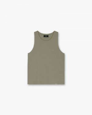 Men's Represent Slim Fit Tank Top Khaki | UK-WPZUK0864