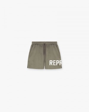 Men's Represent Ss23 Swim Shorts Khaki | UK-FJNSZ4213