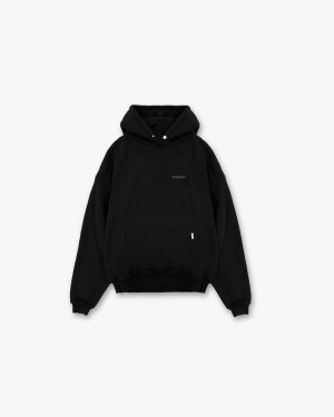 Men's Represent Stockx Deconstructed Hoodie Black | UK-DHYXI3875