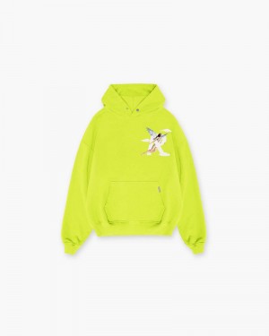 Men's Represent Storms In Heaven Hoodie Light Green | UK-ENGZV7869