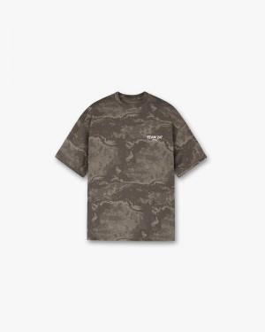 Men's Represent Team 247 Oversized T-Shirt Taupe Camo | UK-HZQYN8079