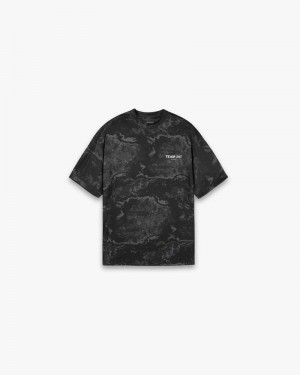 Men's Represent Team 247 Oversized T-Shirt Black Camo | UK-AJMGW6392