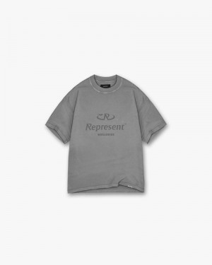 Men's Represent Worldwide T-Shirt Grey | UK-JAGDX5179