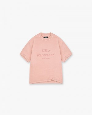 Men's Represent Worldwide T-Shirt Pink | UK-VNLCX0539