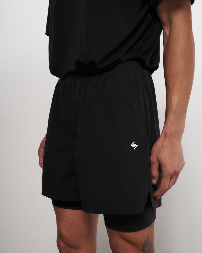 Men's Represent 247 2-in-1 Shorts Black | UK-BDAFH2891