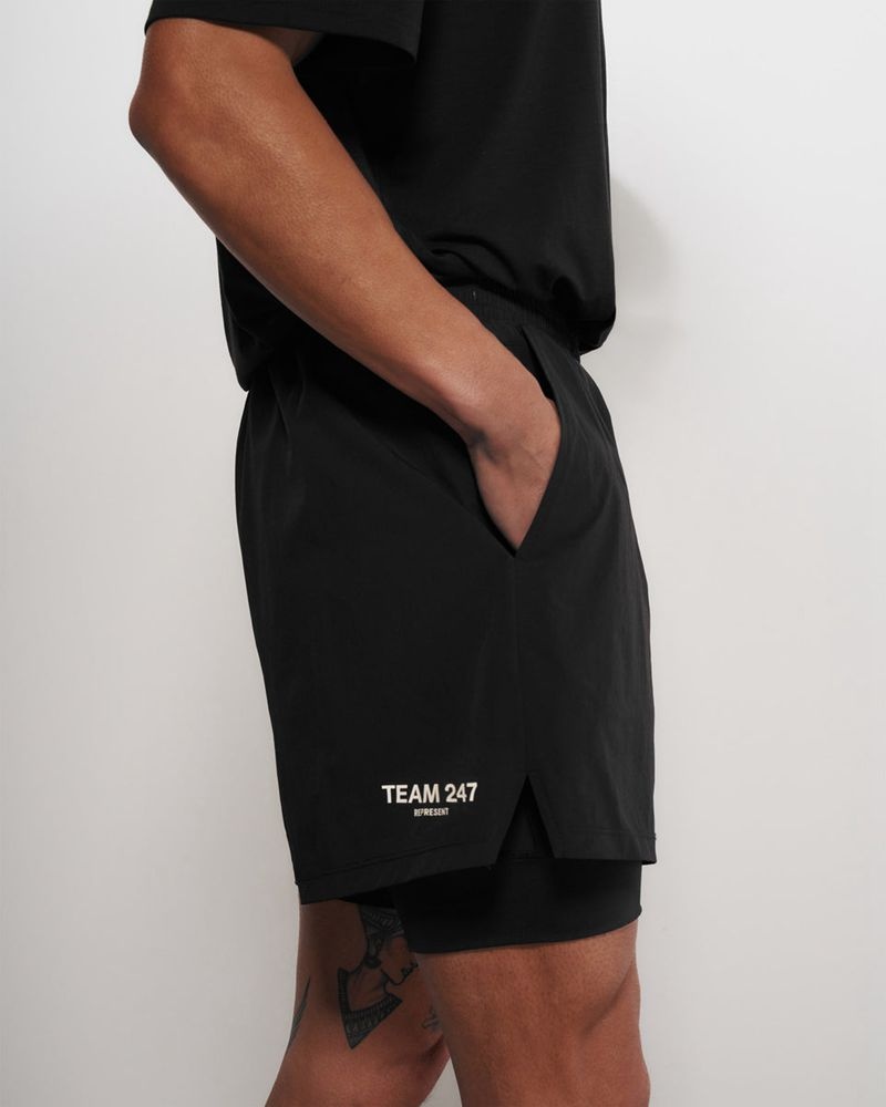 Men's Represent 247 2-in-1 Shorts Black | UK-BDAFH2891