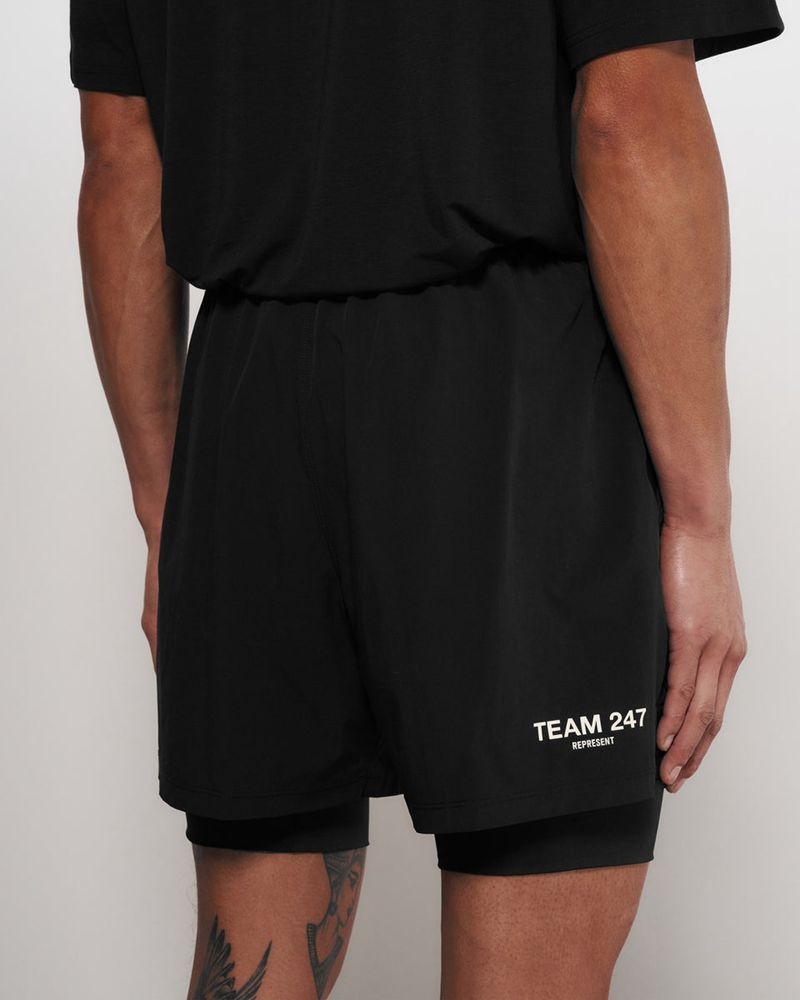 Men's Represent 247 2-in-1 Shorts Black | UK-BDAFH2891