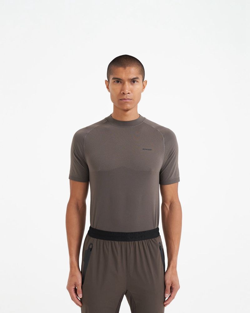 Men's Represent 247 Seamless T-Shirt Taupe | UK-JLDIU4852