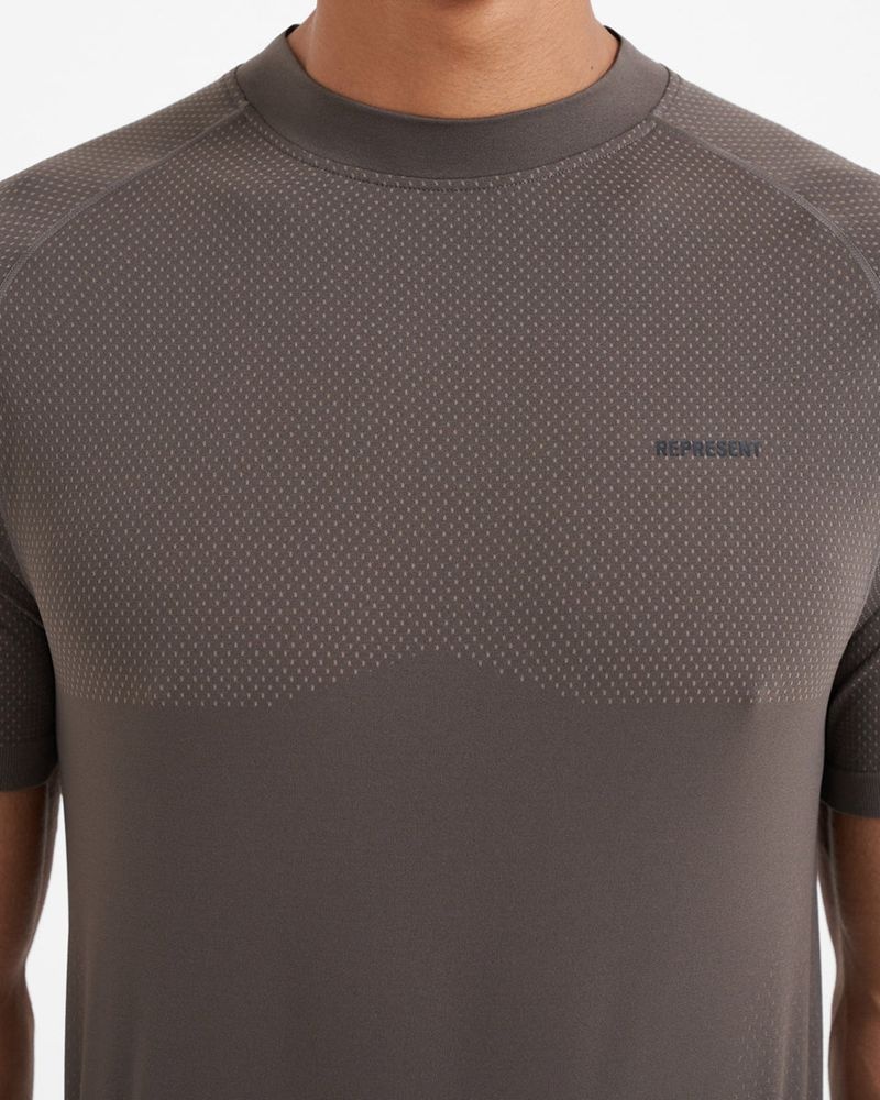 Men's Represent 247 Seamless T-Shirt Taupe | UK-JLDIU4852