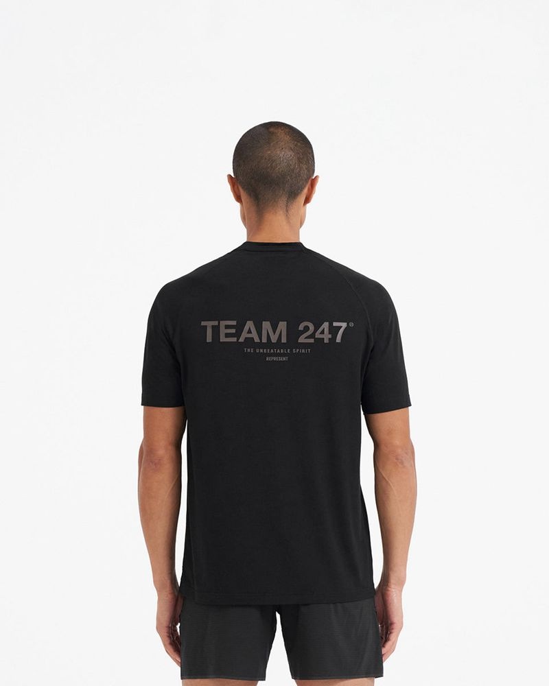 Men's Represent 247 Team Run T-Shirt Black | UK-FGNWU3896