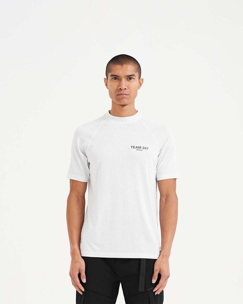 Men's Represent 247 Team Run T-Shirt White | UK-ZEOVA2074