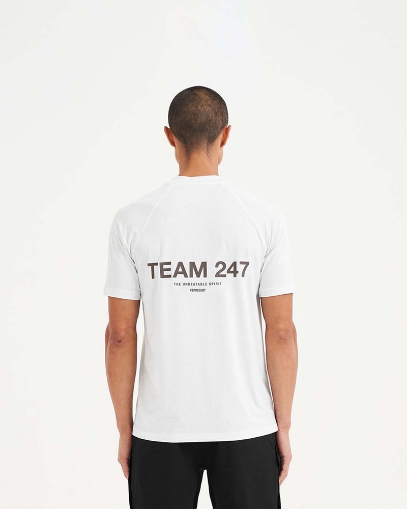 Men's Represent 247 Team Run T-Shirt White | UK-ZEOVA2074