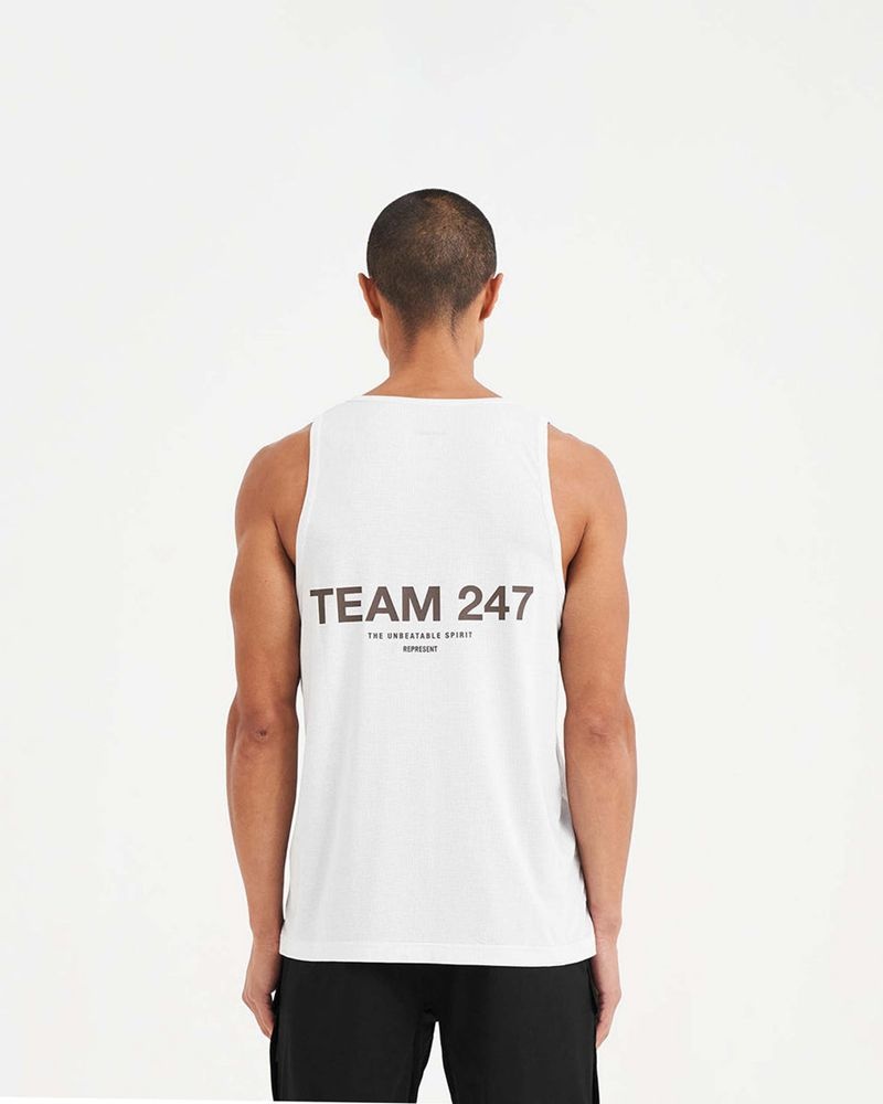 Men's Represent 247 Team Run Tank Top White | UK-YDMSN3718